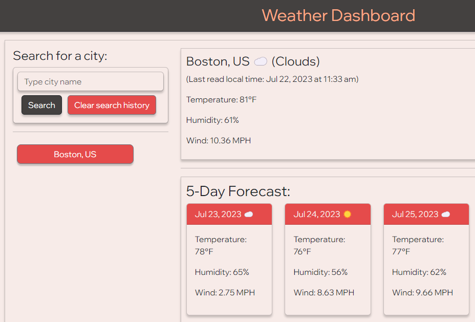 Weather Dashboard Project Image